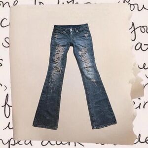 vintage gyaru dia bootcut jeans with distressed rips